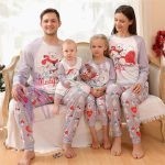Pyjama Gris Rouge Noël Famille
