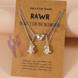collier dinosaure avec message