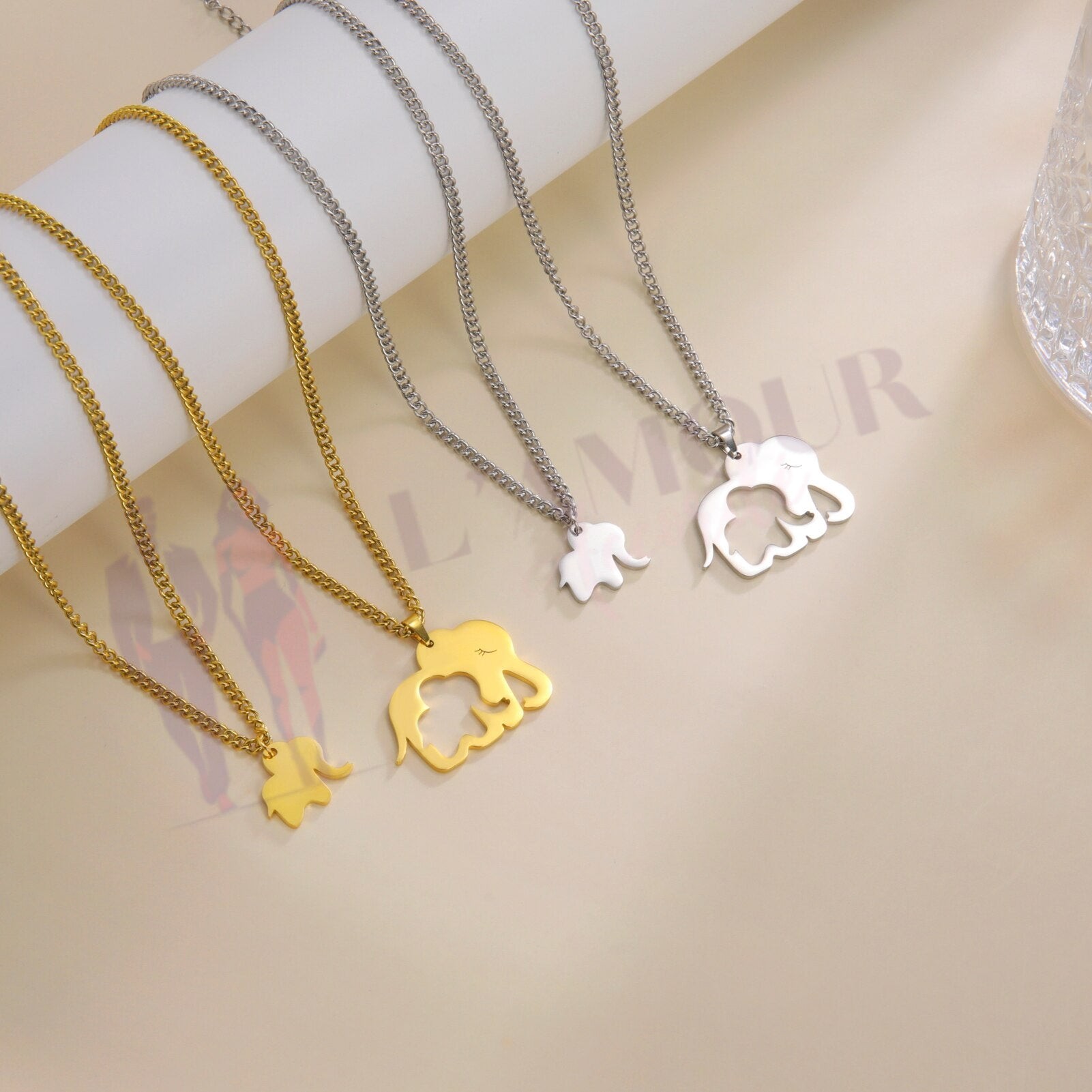 Pendentif Eléphant Bébé Maman – Image 13
