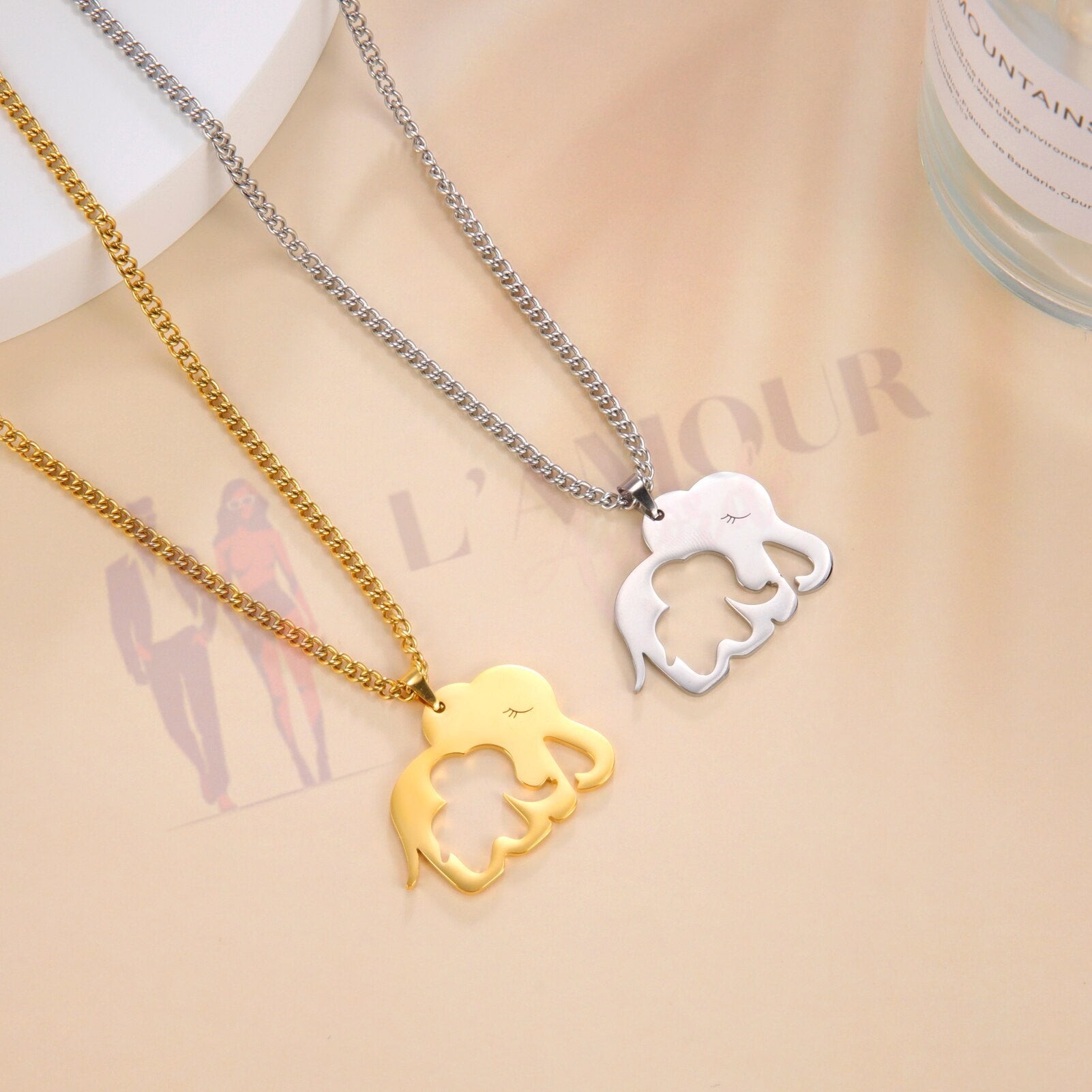 Pendentif Eléphant Bébé Maman – Image 7