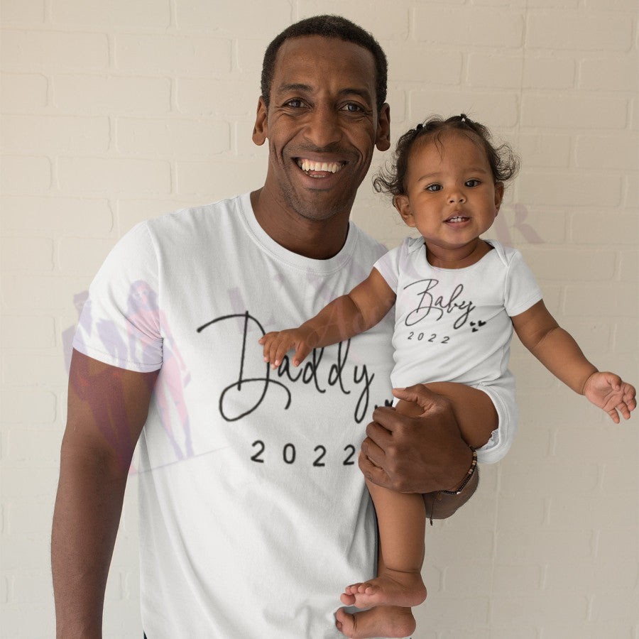 daddy-baby-body T-Shirt Papa Bébé Assorti Blanc