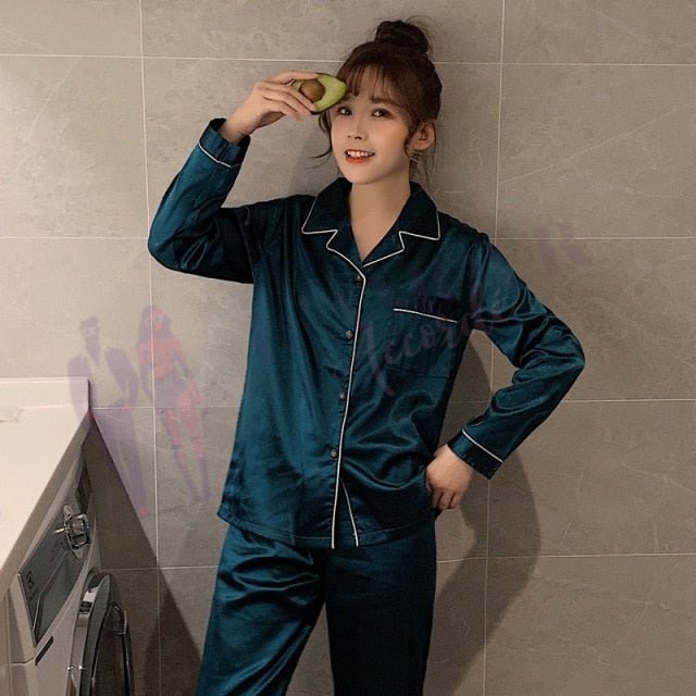 pyjama femme satin vert